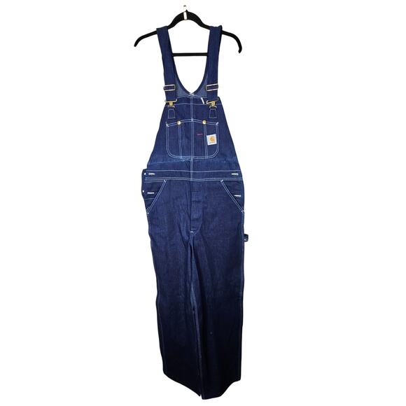 Deadstock Vintage 80s Carhartt Blue Denim Bib Overalls 34x32